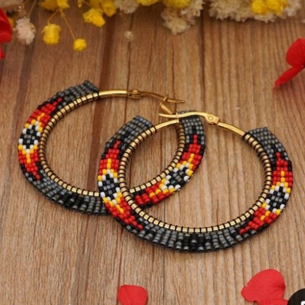 Flat beaded hoops